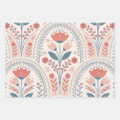 Wild flowers Pink Pastel Botanical Garden Floral ラッピングペーパーシート (正面)