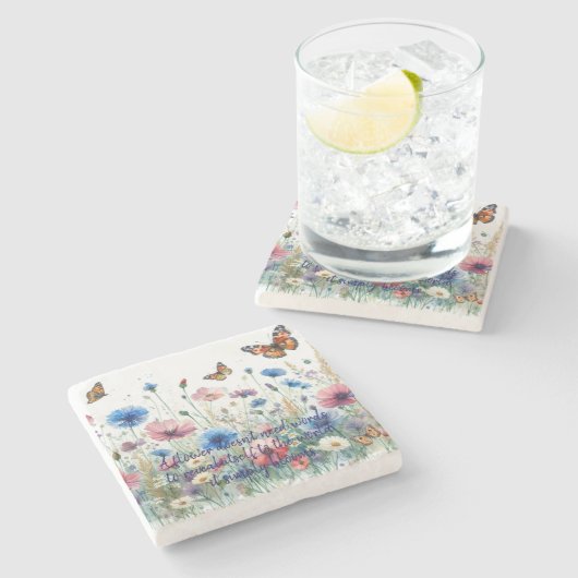 Wild Flowers & Quote ストーンコースター (横)