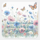 Wild Flowers & Quote Card スクエアシール (正面)