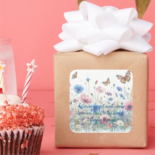 Wild Flowers & Quote Card スクエアシール (パーティー)