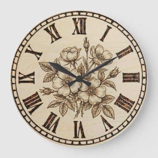 Wild flowers Wall Clock ラージ壁時計 (正面)