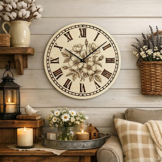 Wild flowers Wall Clock ラージ壁時計