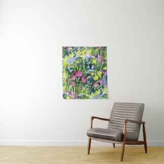 Wild flowers watercolor タペストリー