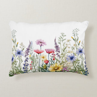 Wild Flowers Watercolor Art アクセントクッション