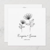 Wild Flowers Wedding Monogram Invitation Design 招待状 (正面/裏面)