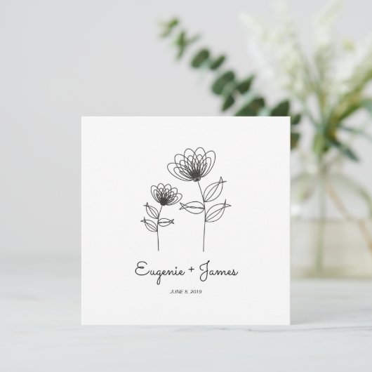 Wild Flowers Wedding Monogram Invitation Design 招待状 (スタンド正面)