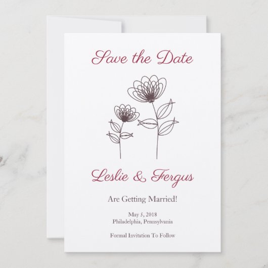 Wild Flowers with Branches and Leaves 招待状 (正面)