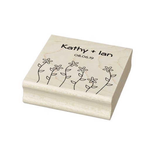 Wild Flowers with Branches and Leaves Design ラバースタンプ (スタンプ)