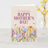 Wild Flowers  you make life sweeter Happy Mothers  カード (黄色い花)