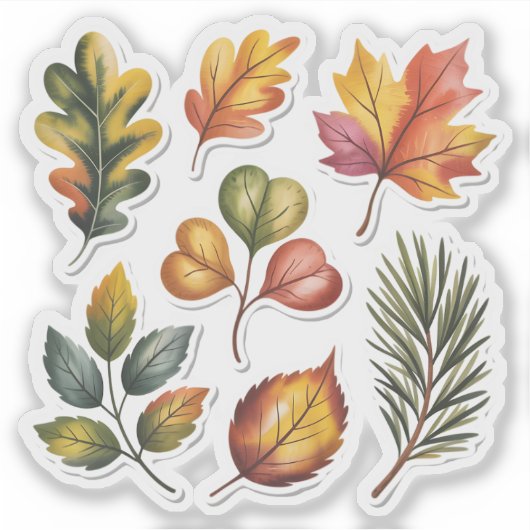 Wild Forest Leaves Custom-Cut Vinyl Sticker シール (正面)