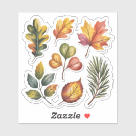 Wild Forest Leaves Custom-Cut Vinyl Sticker シール