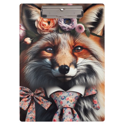 Wild fox wearing a tie cute  クリップボード (正面)