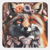Wild fox wearing a tie cute  スクエアシール (正面)