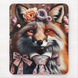 Wild fox wearing a tie cute  マウスパッド