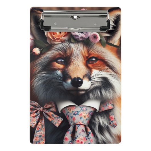 Wild fox wearing a tie cute  ミニクリップボード (正面)