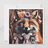 Wild fox wearing a tie cute  招待状 (正面)