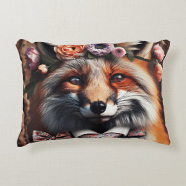 Wild fox wearing a tie cute pillow アクセントクッション