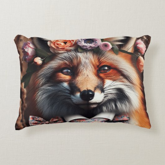 Wild fox wearing a tie cute pillow アクセントクッション (正面)
