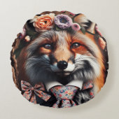 Wild fox wearing a tie cute pillow ラウンドクッション (正面)
