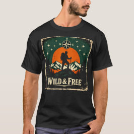 Wild & Free ― アウトドア自由主義ナチュラルスピリットTシャツ Tシャツ
