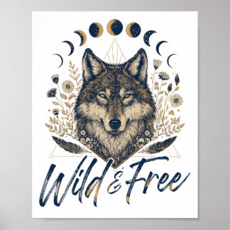 Wild & Free" ボヘミアンワルフ ポスター