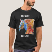 Wild & Free colorful horse T-Shirt Tシャツ (正面)