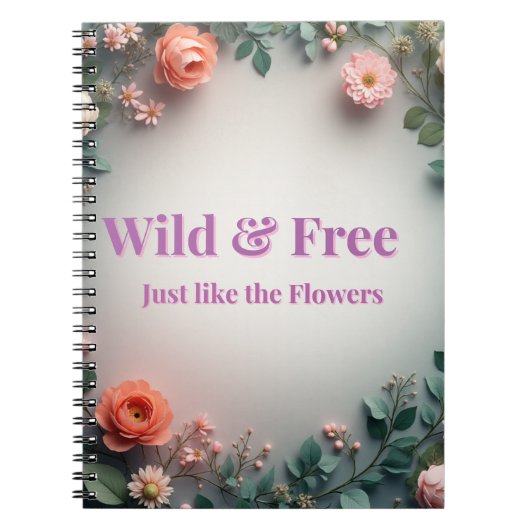 Wild & Free Floral Line Art | Boho Minimal Design ノートブック (正面)