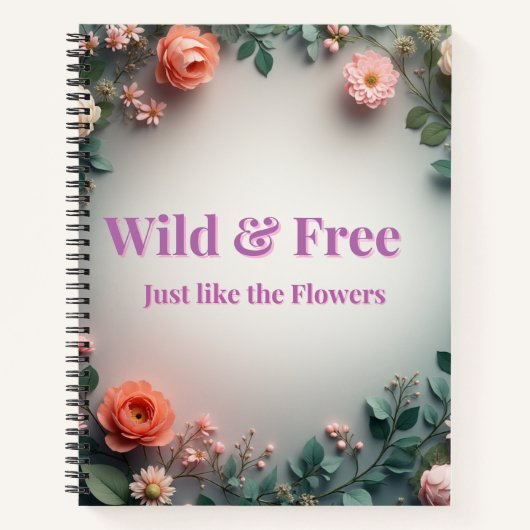  Wild & Free Floral Line Art | Boho Minimal Design ノートブック (正面)