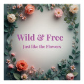  Wild & Free Floral Line Art | Boho Minimal Design ポスター (正面)