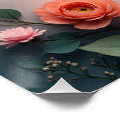 Wild & Free Floral Line Art | Boho Minimal Design ポスター (コーナー)