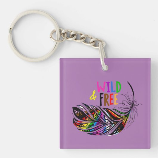 Wild & Free - LGBTQ+ プライド 多様性 レインボー キーホルダー (正面)