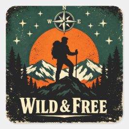 Wild & Free – Outdoor Freedom Nature Spirit スクエアシール