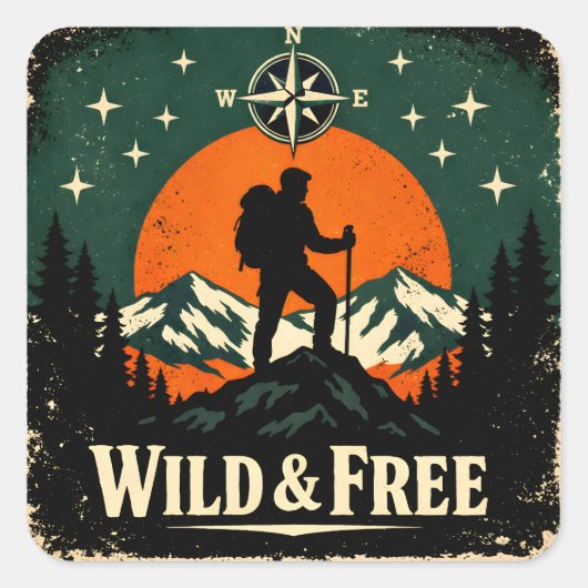 Wild & Free – Outdoor Freedom Nature Spirit スクエアシール (正面)