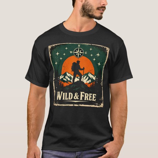 Wild & Free – Outdoor Freedom Nature Spirit Tee Tシャツ (正面)
