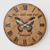 Wild & Free Wall Clock | Custom Name Gift ラージ壁時計 (正面)