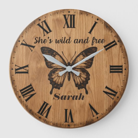 Wild & Free Wall Clock | Custom Name Gift ラージ壁時計 (正面)