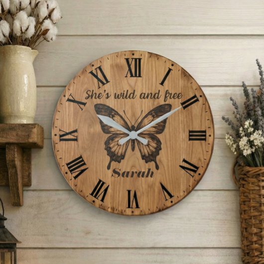Wild & Free Wall Clock | Custom Name Gift ラージ壁時計