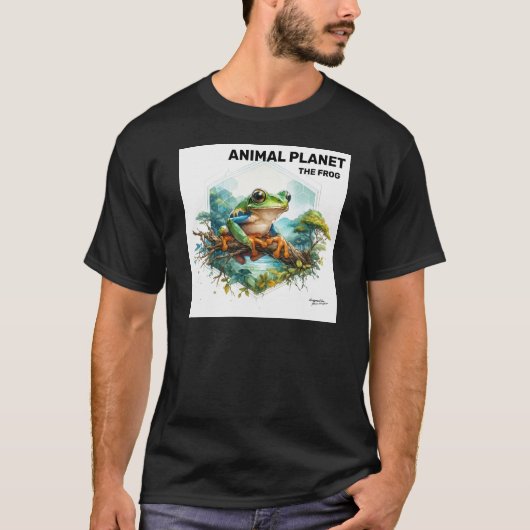 Wild Frog in自然印刷 – Animal Art Tシャツ (正面)
