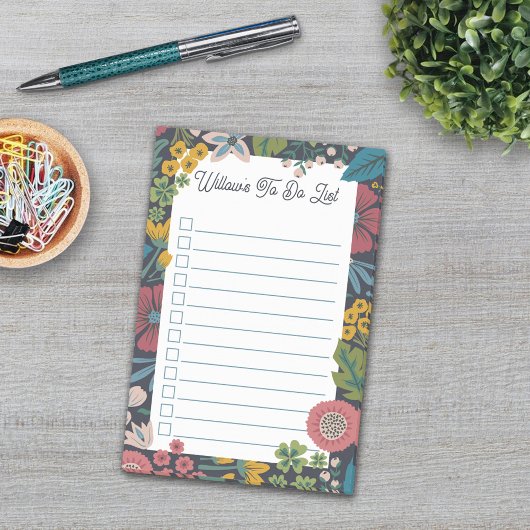 Wild Garden Florals Custom Name To Do List ポストイット