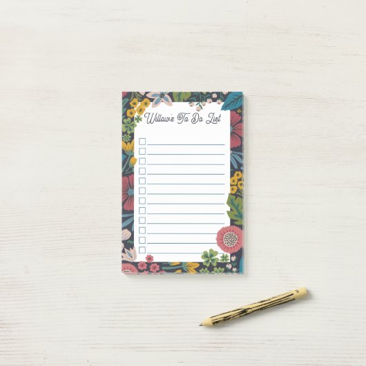 Wild Garden Florals Custom Name To Do List ポストイット (デスク上)
