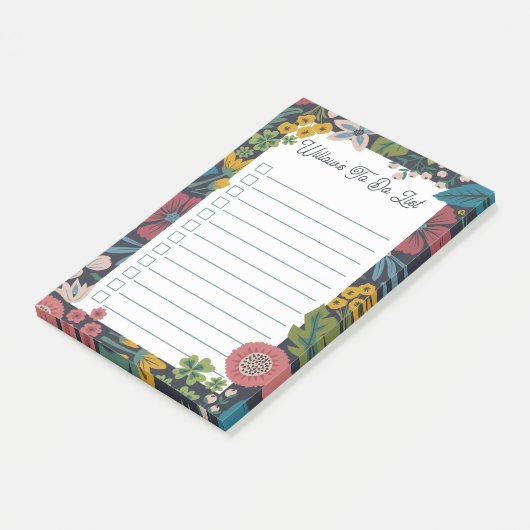 Wild Garden Florals Custom Name To Do List ポストイット (アングル)