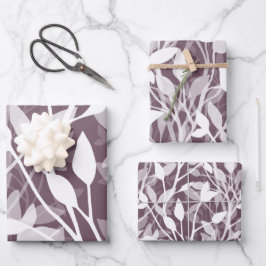 Wild Garden Mist white botanical foliage plum ラッピングペーパーシート