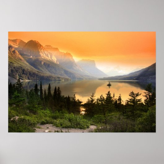 Wild goose island in Glacier national park ポスター (正面)