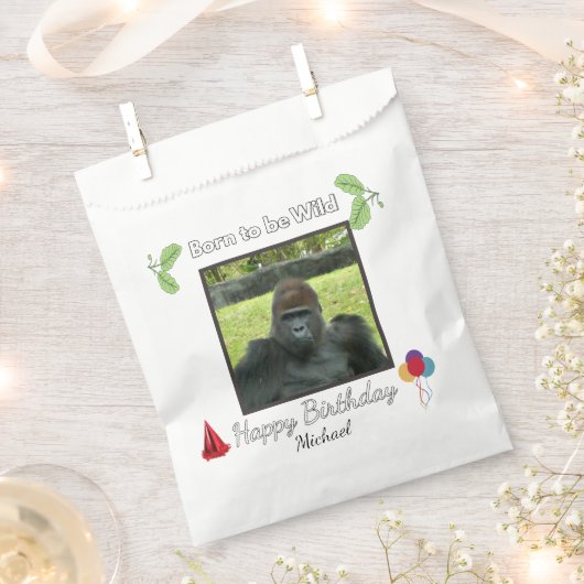 Wild Gorilla Birthday Party Theme フェイバーバッグ (クリップ留めされた状態)