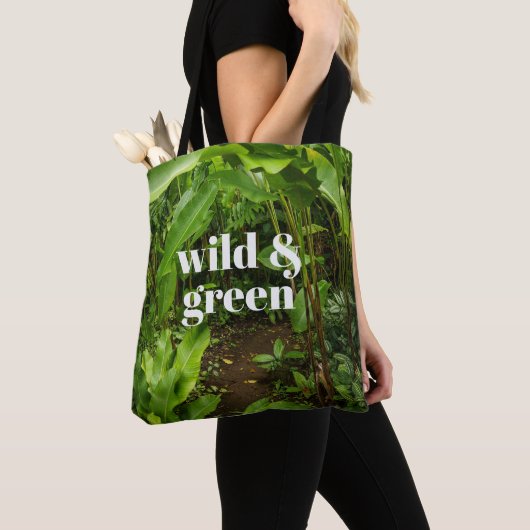 Wild & Green Tropical Jungle Garden トートバッグ (クローズアップ)