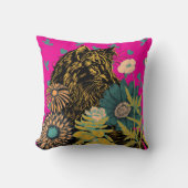 Wild Hearted Tiger Floral Throw Pillow クッション (正面)