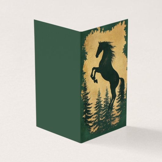 Wild Horse Silhouette Green and Gold Horse Card (外部)