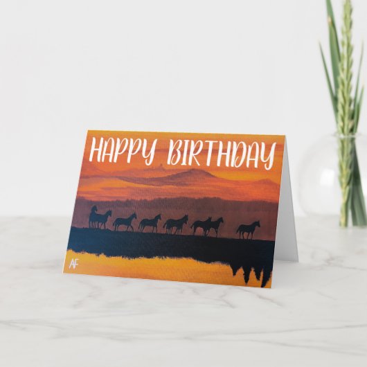 Wild Horses of Montana Painting by Alfred Fox カード (正面)