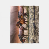 Wild Horses Playing in the Sea print フリースブランケット (正面)