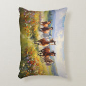 Wild Horses Running in a Wildflower Meadow アクセントクッション (正面(垂直))